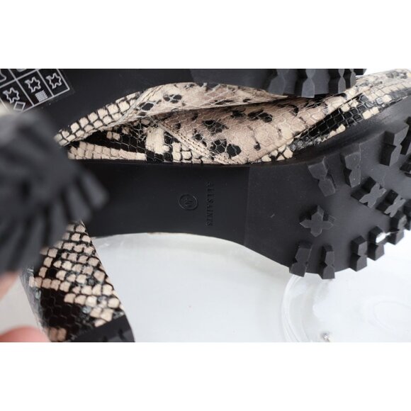 AllSaints Micaela Snake Print Leather Peep Toe Boots Size EU 40 US 9.5/10 Grey - Picture 12 of 14